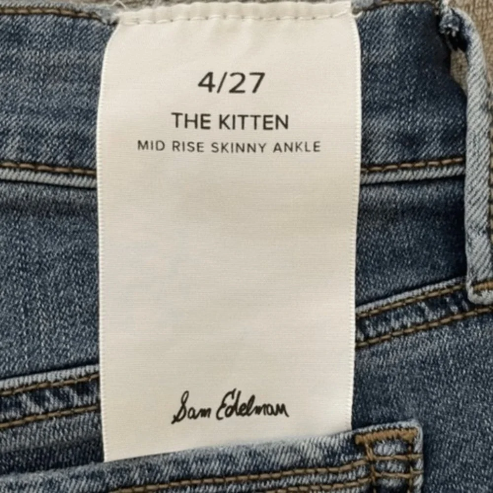 Sam Edelman The Kitten Jeans Blue Mid Rise Skinny Ankle Medium Wash Denim 27